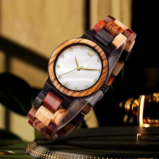 Pearl Shell Wood Ladies Watch - Simple Natural