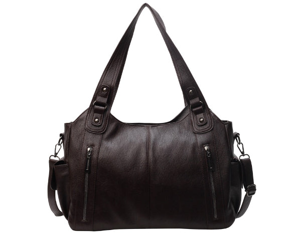 Couture Retro Stitch PU Leather Shoulder Bag