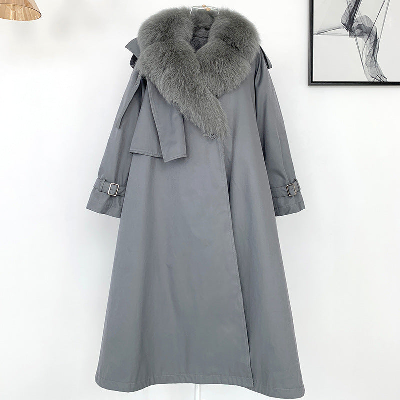 Gray coat with a fur collar on a white background by millivan