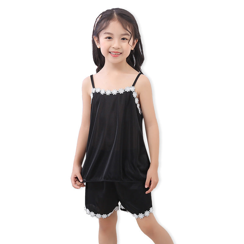 Children's Sling Pajamas for Girls - Black