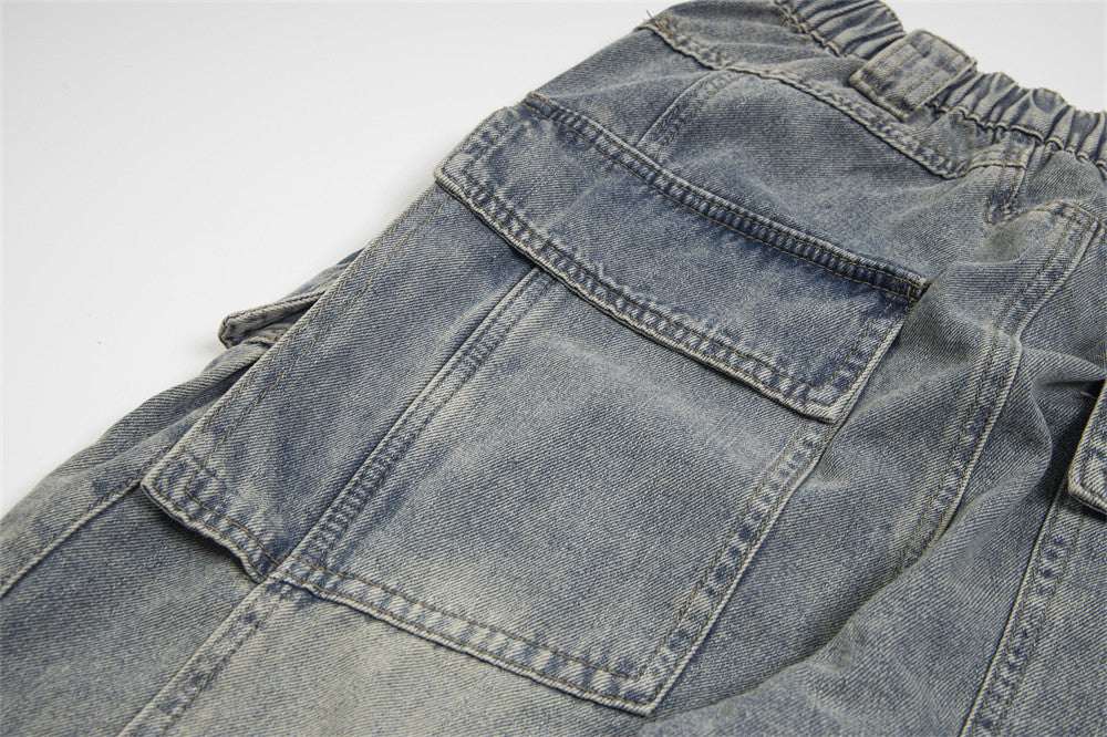 Men's Multi-Pocket Cargo Denim Jeans | Blue | M–2XL