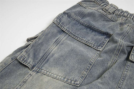 Men's Multi-Pocket Cargo Denim Jeans | Blue | M–2XL
