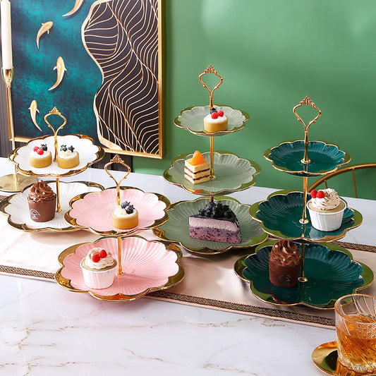Ceramic Fruit Plate Home Living Room Light Luxury Creative Multi-layer Dessert Fruit Plate - Nordic Style