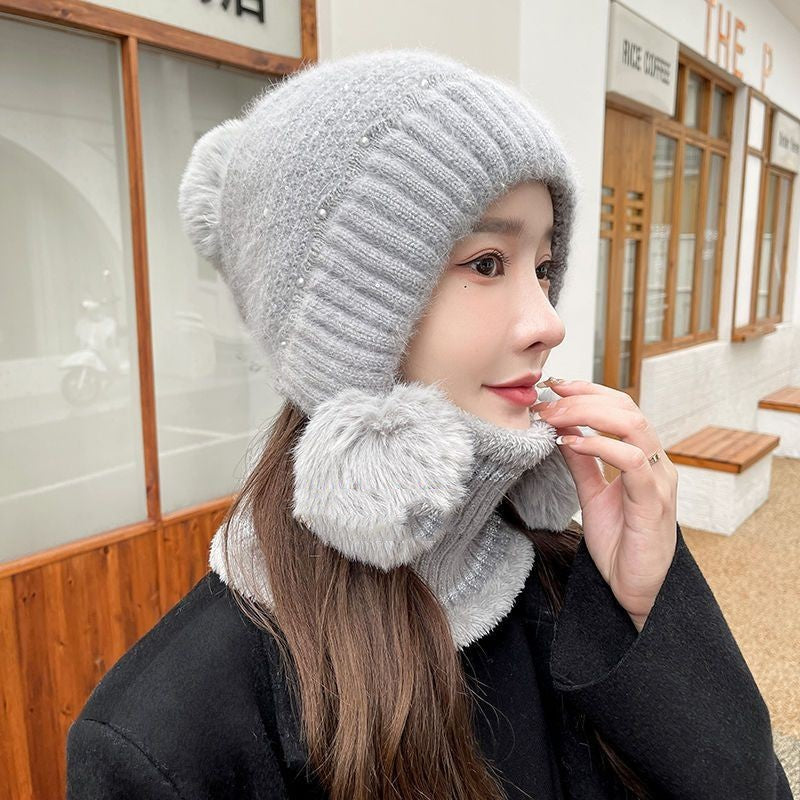 Add Velvet Padded Knitted Hat Ear Protection Warm