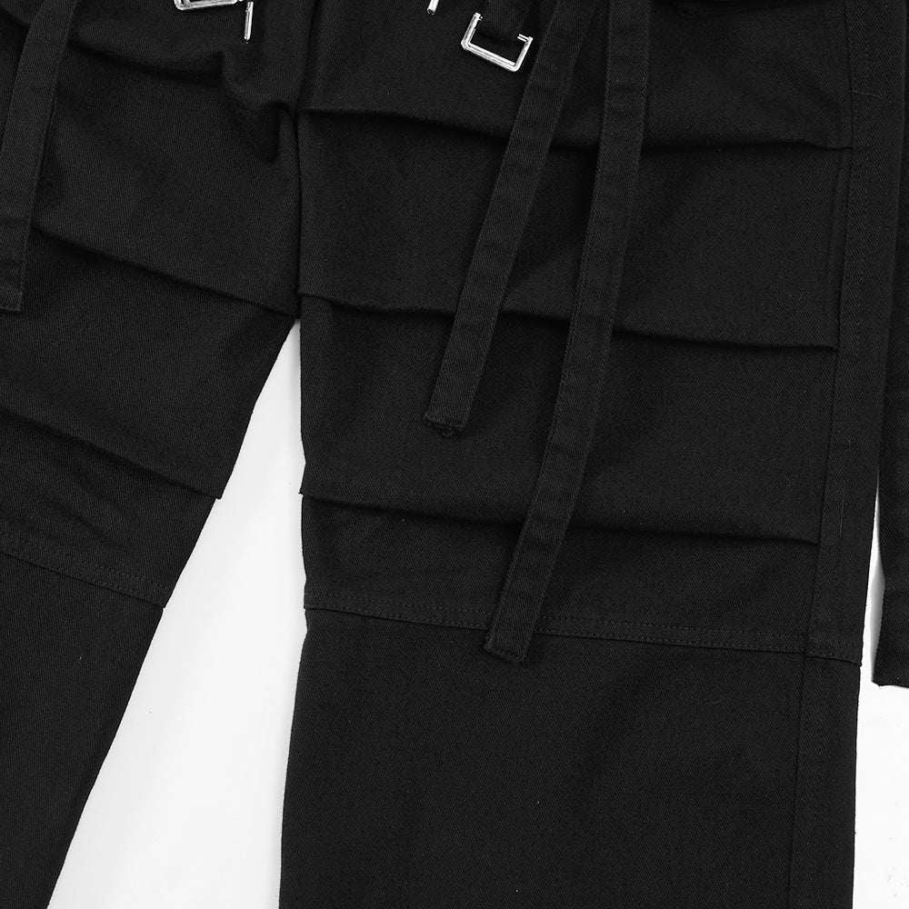 Women's Loose Wide-Leg Floor-Length Trousers | Black & Red | S–XL