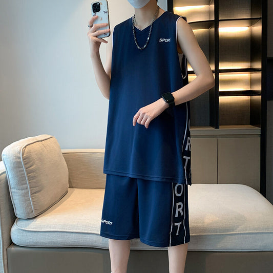 Men's Basketball Sports Suit - Adult Short Sleeve Vest Leisure Wear