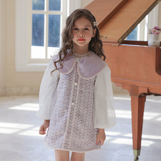 Girl's Sweet Vest And Skirt Two-Piece Suit