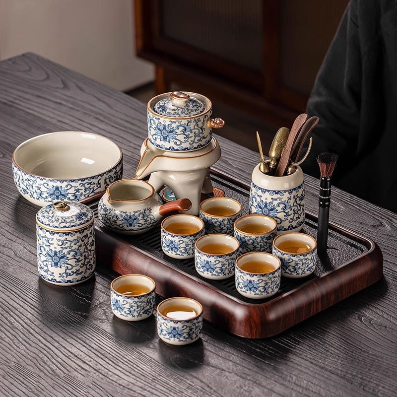 Blue & White Ru Ware Automatic Tea Set