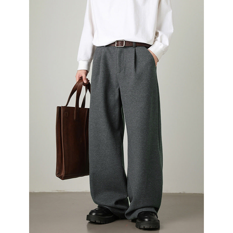 Old Money Wide-Leg Straight Trousers | Filbert Oats, Morning Mist Gray & Rock Black | M–3XL