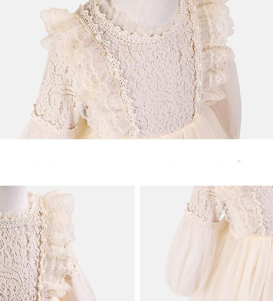 Close-up of a lace-trimmed garment on a white background