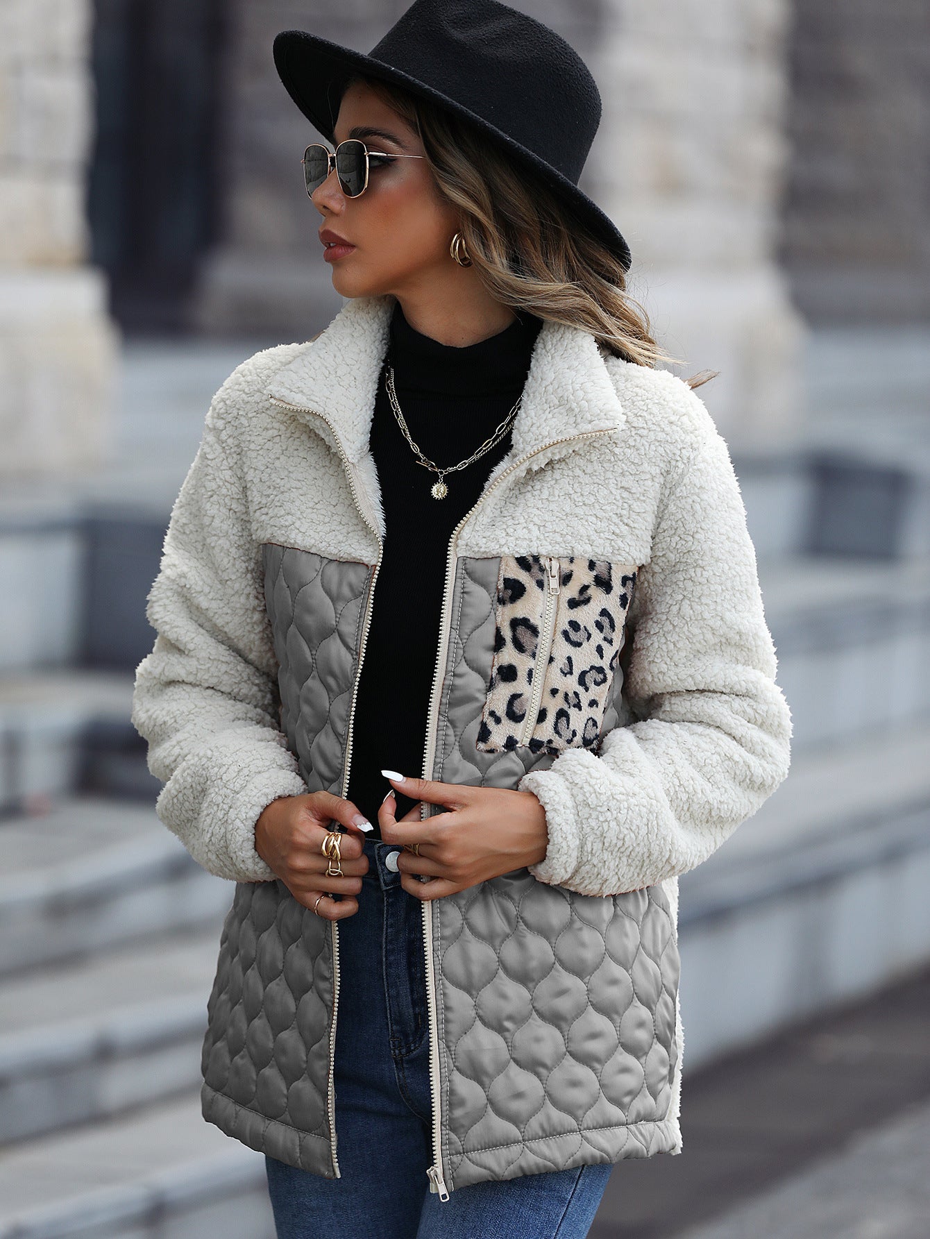 European And American New Casual Plush Women's Loose Round Neck Coat