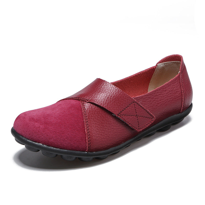 Women's Leather Patchwork Loafers - Soft Sole Flats