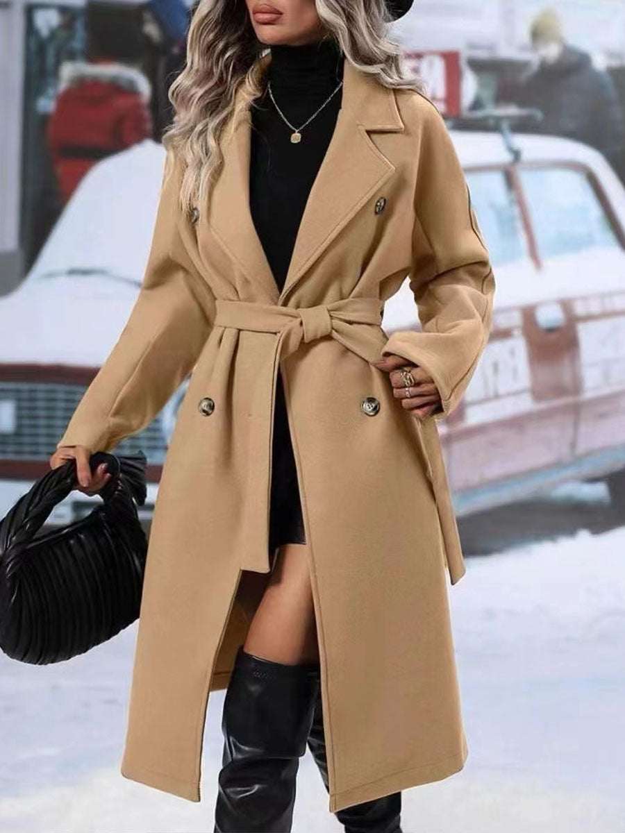 Women's Double-Breasted Lapel Trench Coat With Belt | 5 Colours | S–2XL