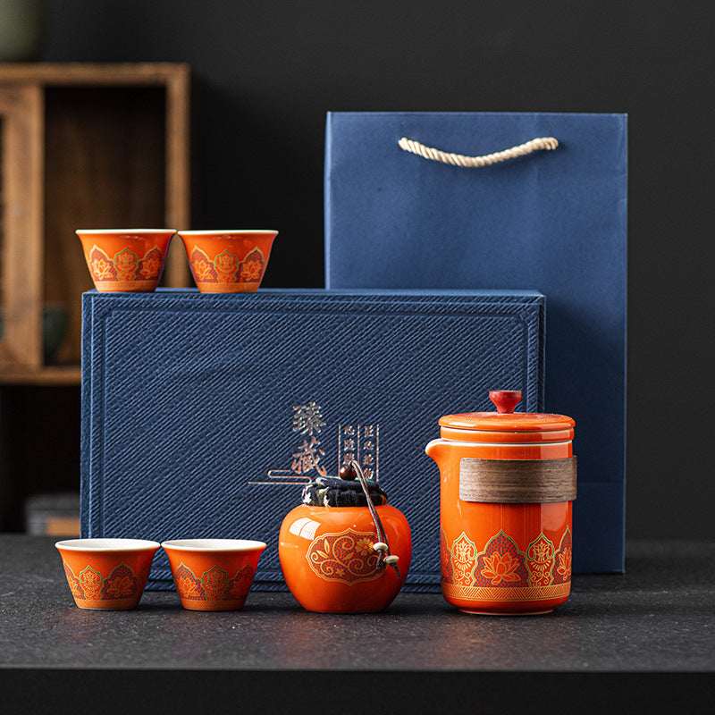 Ceramic Tea Set - One Pot Four Cups Gift Box