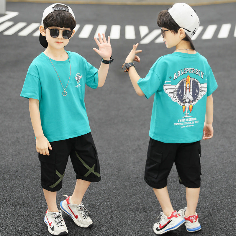 Boys' Summer Sports Suit - Children's Short-Sleeve Fashion Set