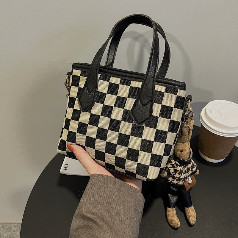 Houndstooth Checkerboard Shoulder Bag - Women's All-Match Messenger Tote