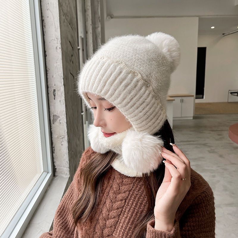 Add Velvet Padded Knitted Hat Ear Protection Warm