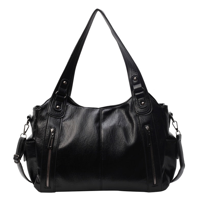Couture Retro Stitch PU Leather Shoulder Bag