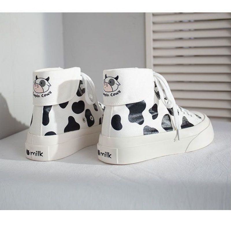 Canvas Women's High Top Cute White Shoes
