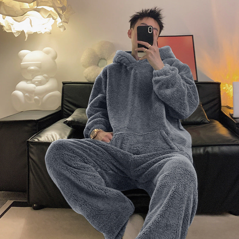 Men's Coral Fleece Loungewear Set - Indoor/Outdoor