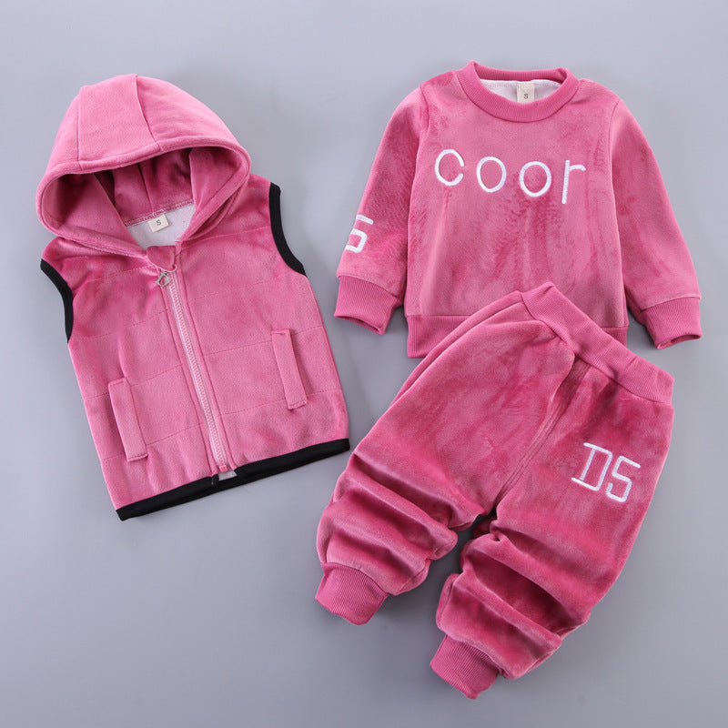 Adorable Baby Three-Piece Set - Cozy Top, Pants & Vest Outfit