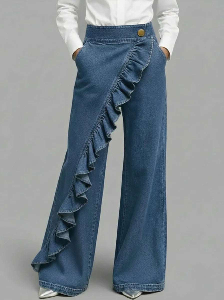 Women's Retro A-Line Irregular Hem Trousers | Black, Blue & Light Blue | S–2XL