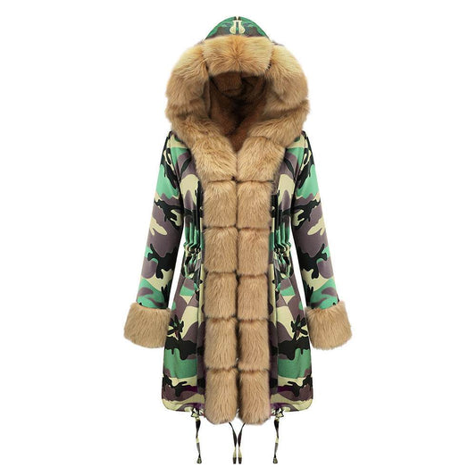 Women's Cotton Jacket With Hooded Coat And Fur Collar - Millivan supplies 