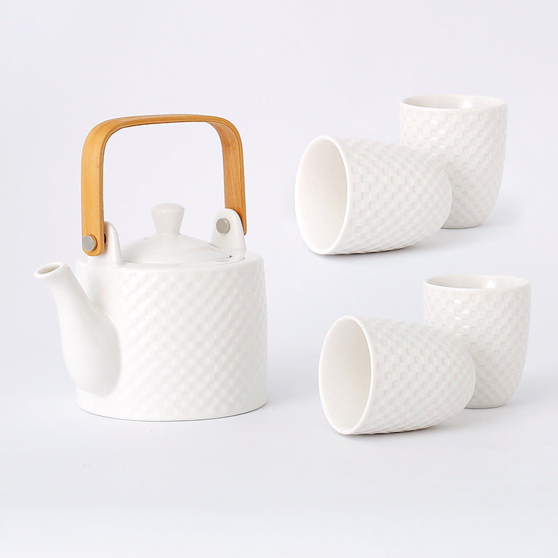 Modern Japanese Ceramic Tea Set - White Porcelain
