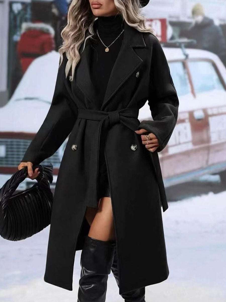 Women's Double-Breasted Lapel Trench Coat With Belt | 5 Colours | S–2XL