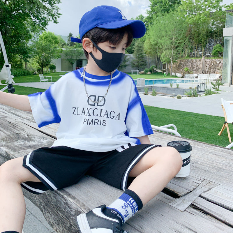Boy's Short Sleeve Summer Suit Medium And Large Children