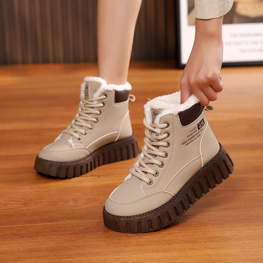 Winter Warm Fleece Lace-up Snow Boots Women