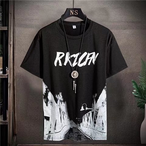 Men's New Printed Short-sleeved T-shirt Plus Size Shorts Sports Suit