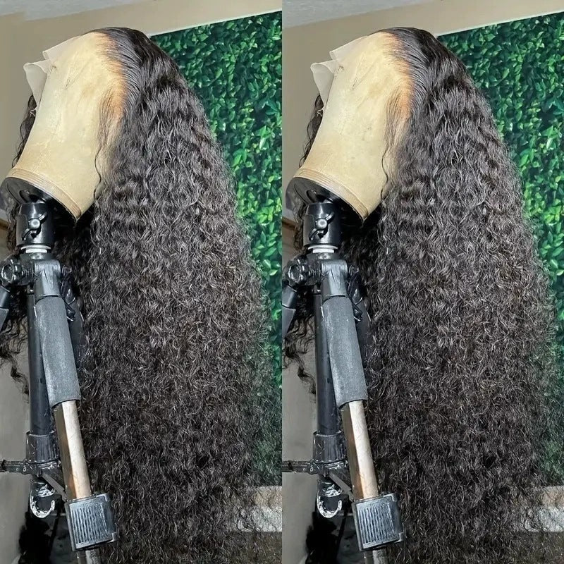 Women's Black Long Curly Hair Wig - Fashion Front Lace High Temperature Fiber