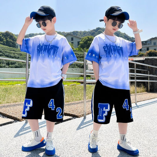 Boy's Fashionable Short Sleeve Shorts Suit
