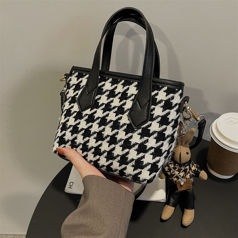 Houndstooth Checkerboard Shoulder Bag - Women's All-Match Messenger Tote