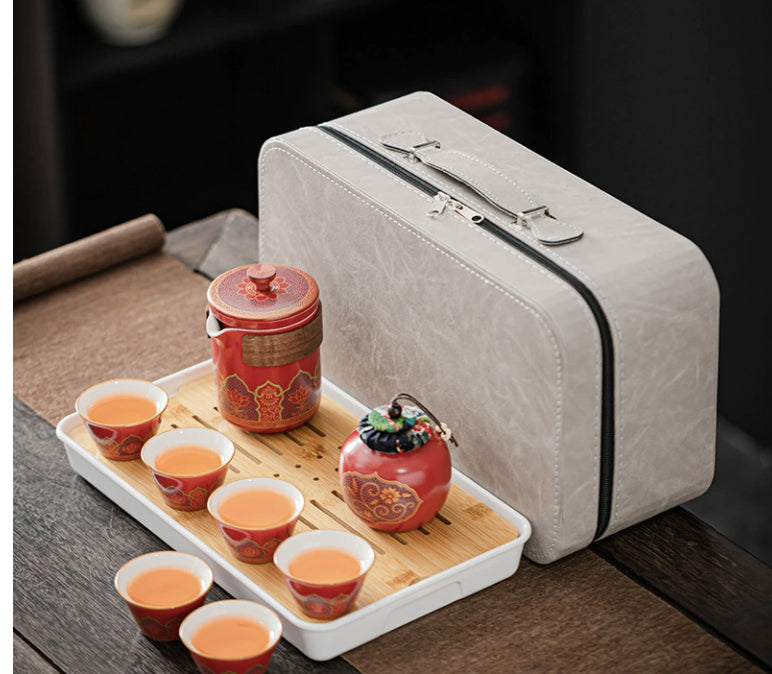 Ceramic Tea Set - One Pot Four Cups Gift Box