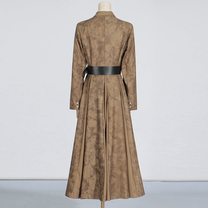 Women's Textured Leather-Look V-Neck Slim-Fit Trench Coat With Belt | Black & Khaki | S–XL