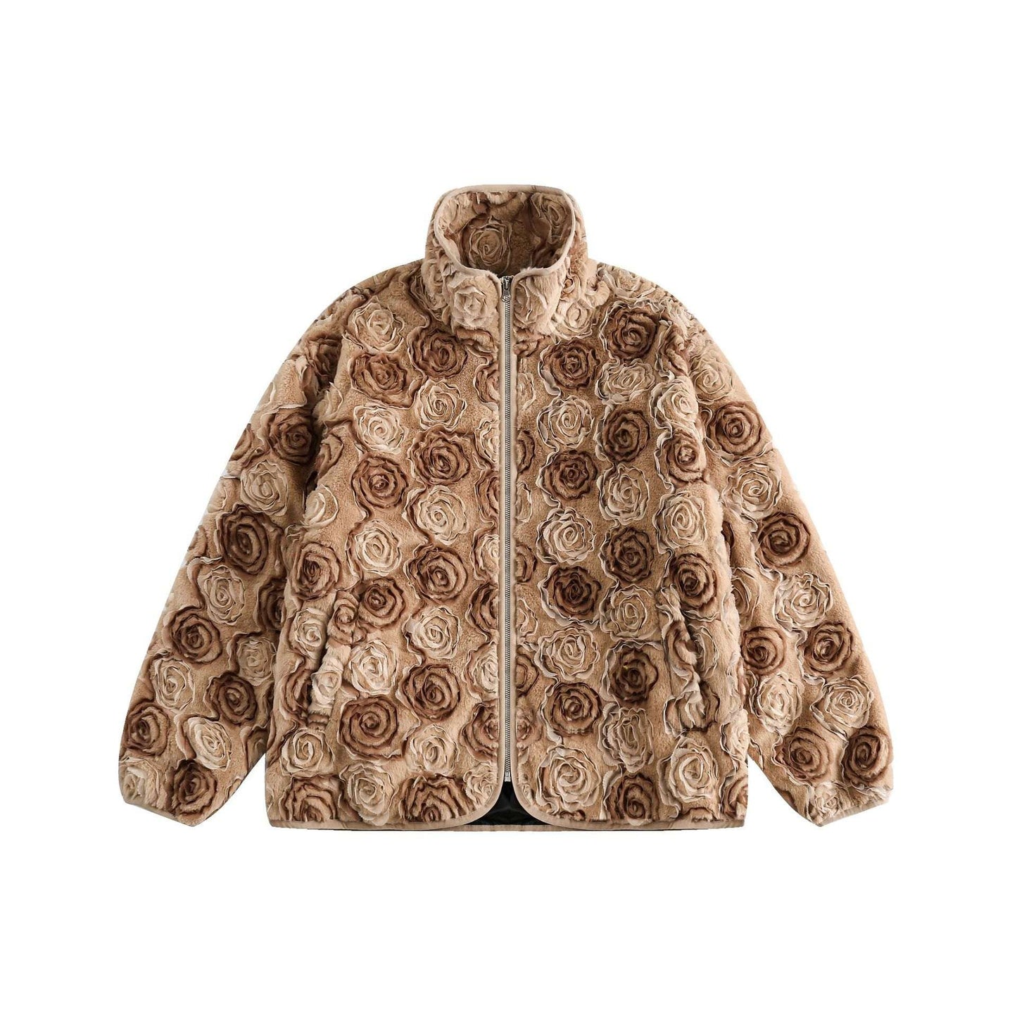 Women's Retro Loose Sherpa-Texture Padded Mid-Length Winter Coat | Coffee | M–2XL