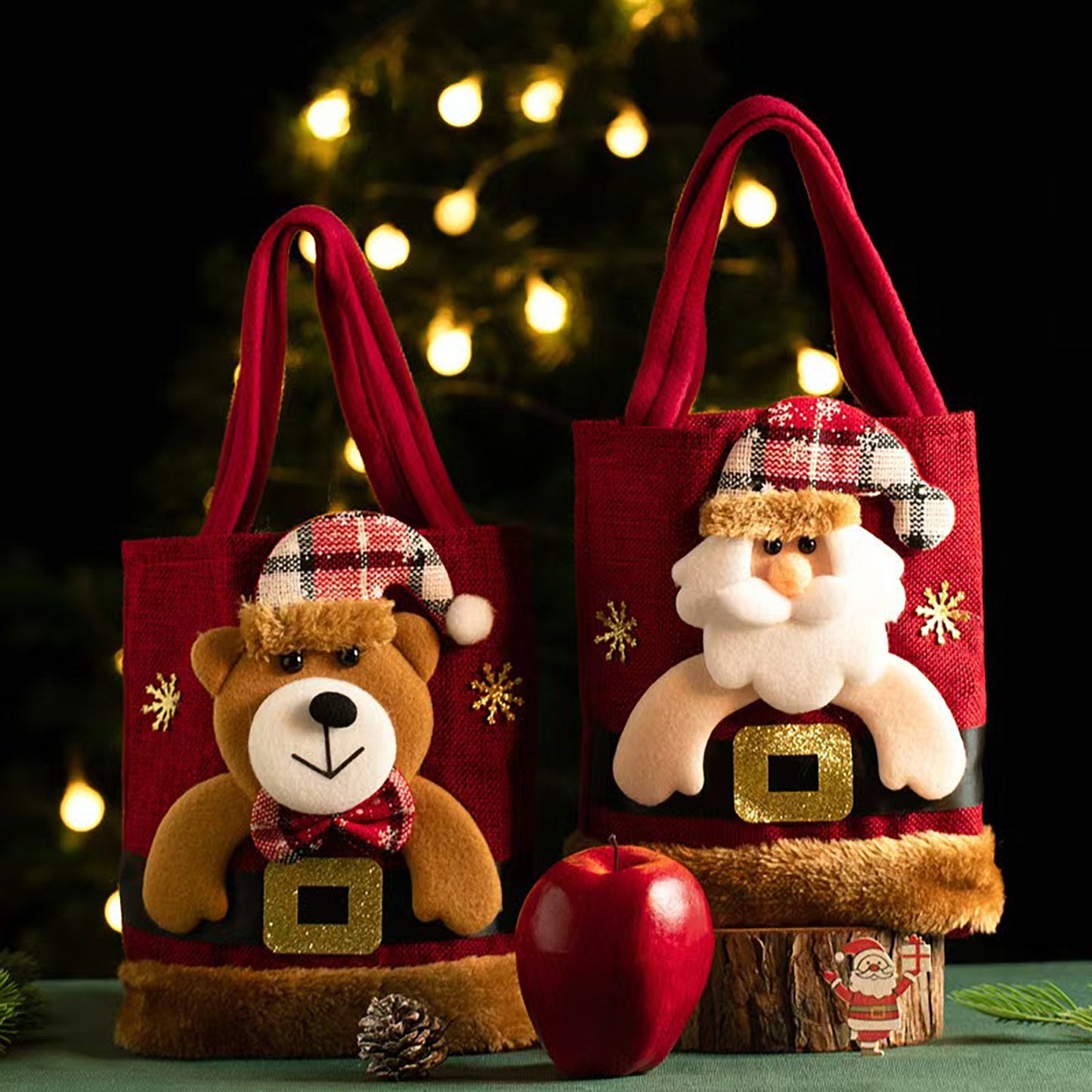 Christmas Plush Tote Bag - Distressed Finish