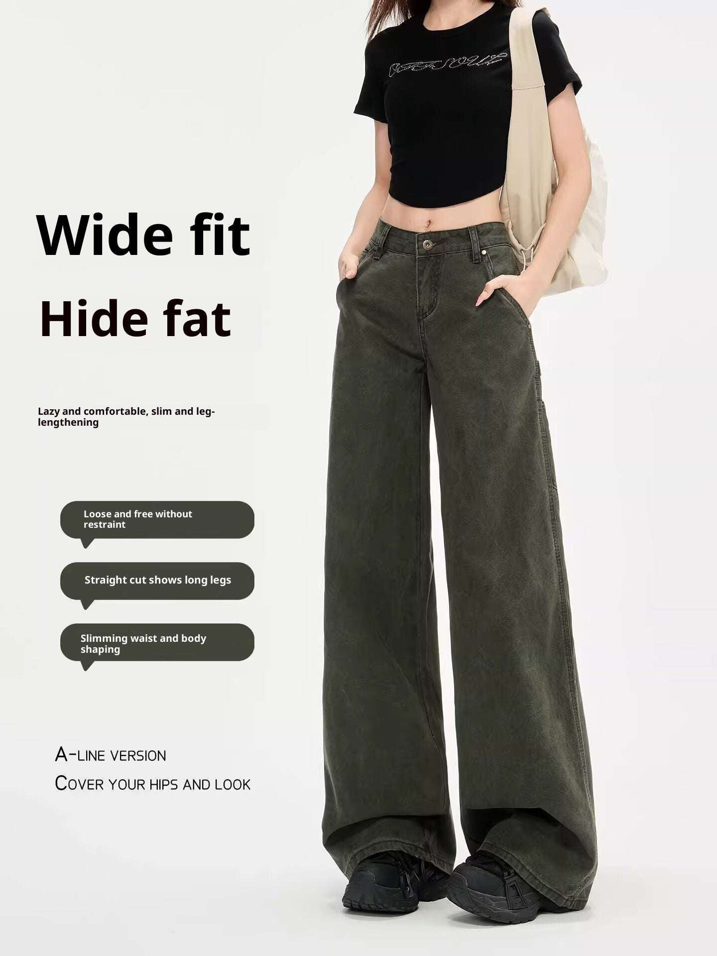 Women's Ultra-Low-Rise Flared Denim Jeans | Army Green | S–4XL