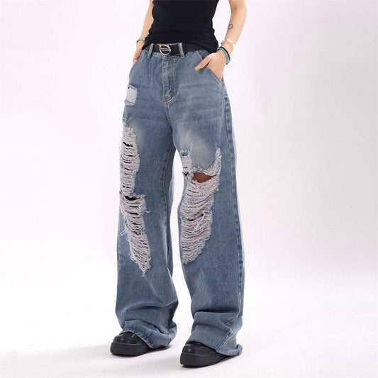 Ripped Denim Trousers | Black & Blue | M–XL