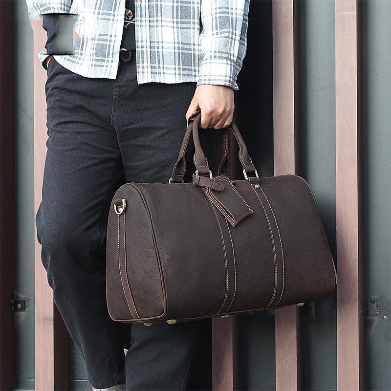 Vintage Distressed Cowhide Leather Duffle Bag