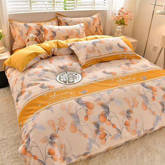 Household Pure Cotton Four-piece Set Sanded Sheets Bedding