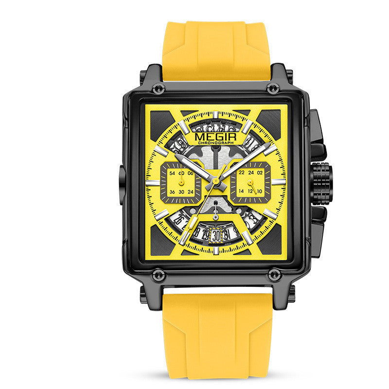 Men's Square Sports Quartz Watch - Waterproof Luminous