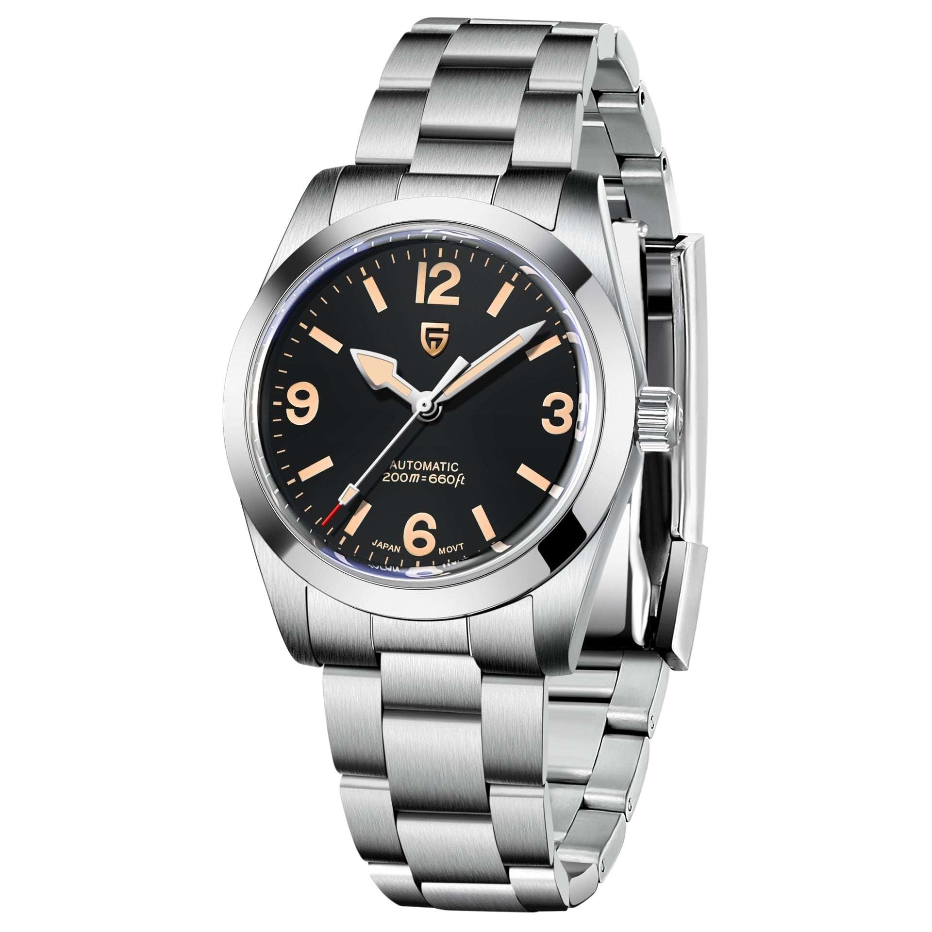 Men's Retro Automatic Mechanical Watch – NH35 Movement 200m Waterproof Stainless Steel Business Watch | Black