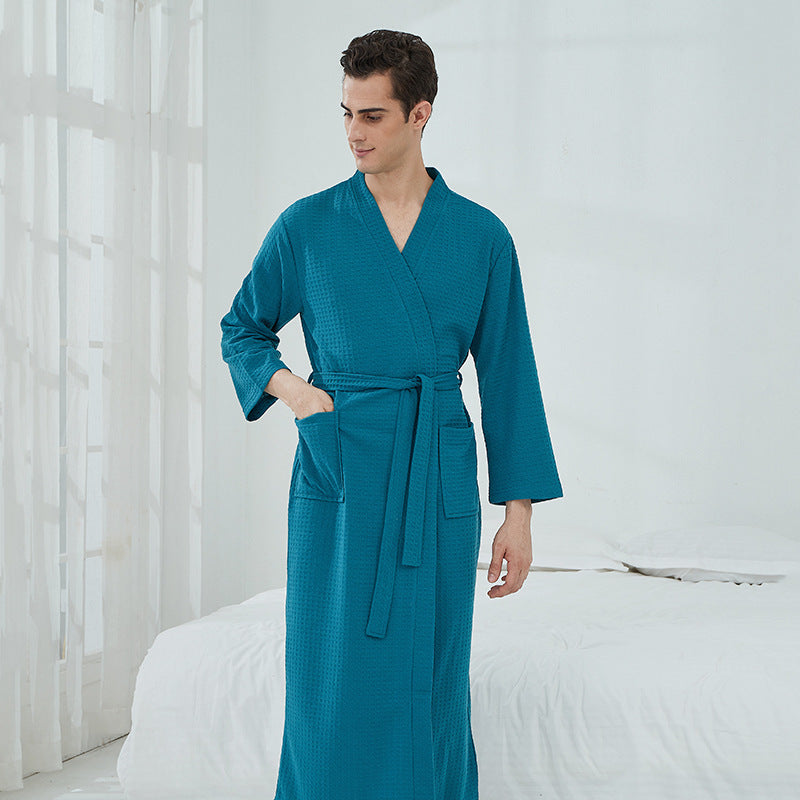 Unisex Couple Bathrobes - Rose Red Waffle Adult Women Men Loungewear Set Multiple Sizes