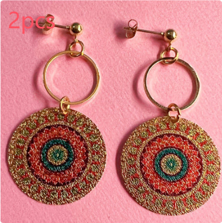 Bohe Tribe Gold Datura Flowers Pendant Earrings