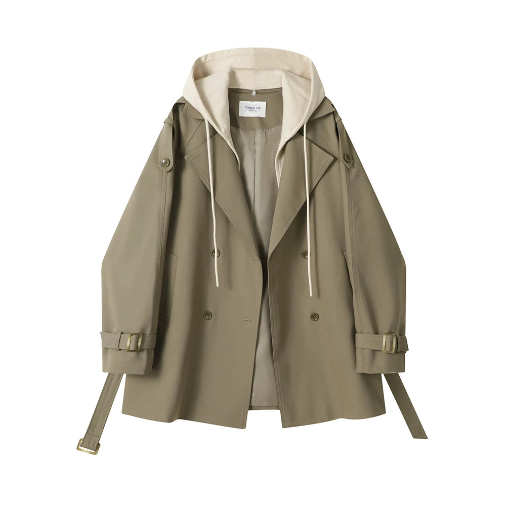 Beige trench coat with a hood on a white background by millivan