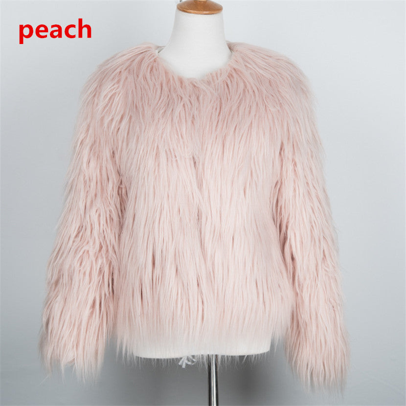 Women's Short Long Sleeve Plus Size Fur Coat - Adult Winter Outerwear