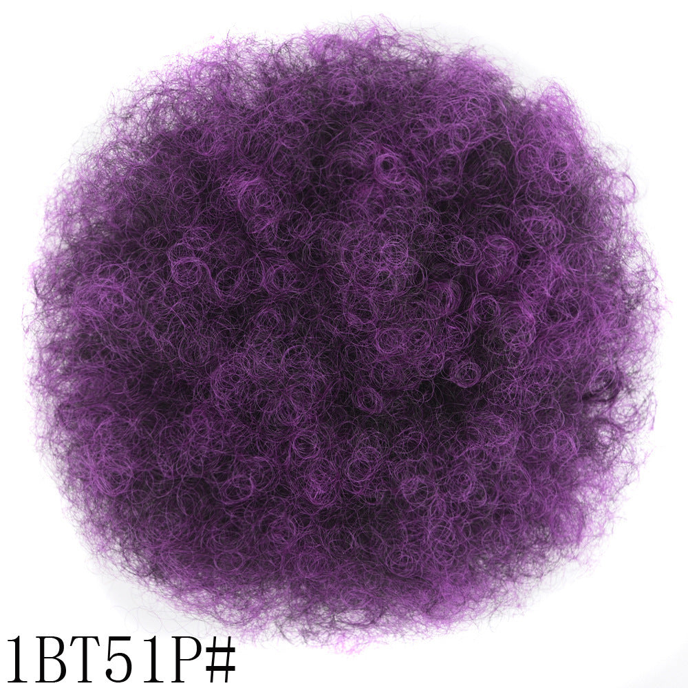 Purple hair bun with a white background